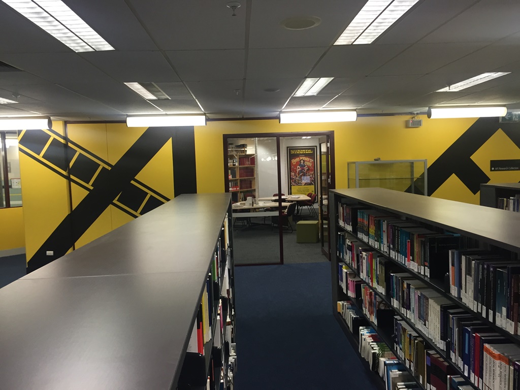 Image of yellow wall of the AFI Research Collection 